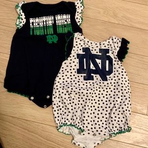 5 pieces, Notre Dame Irish baby girl clothing